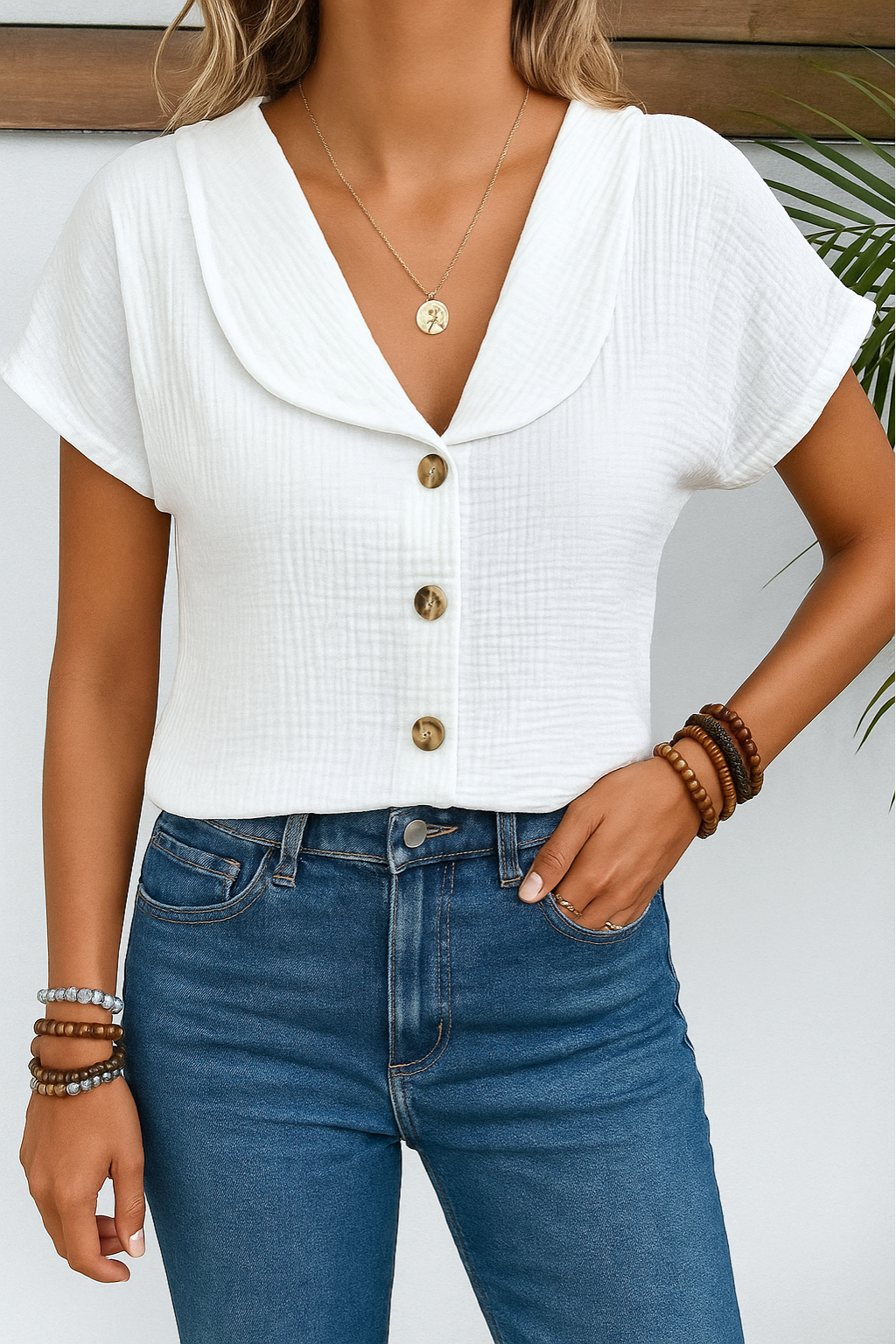 Damen Bluse mit klassischem Kragen aus Baumwolle Jully