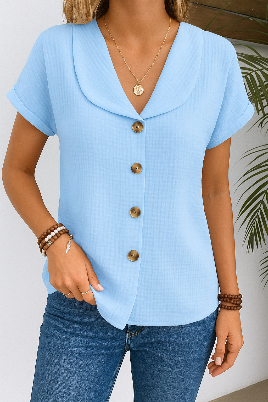 Damen Bluse mit klassischem Kragen aus Baumwolle Jully