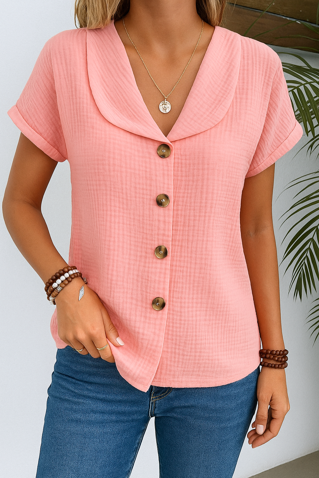 Damen Bluse mit klassischem Kragen aus Baumwolle Jully