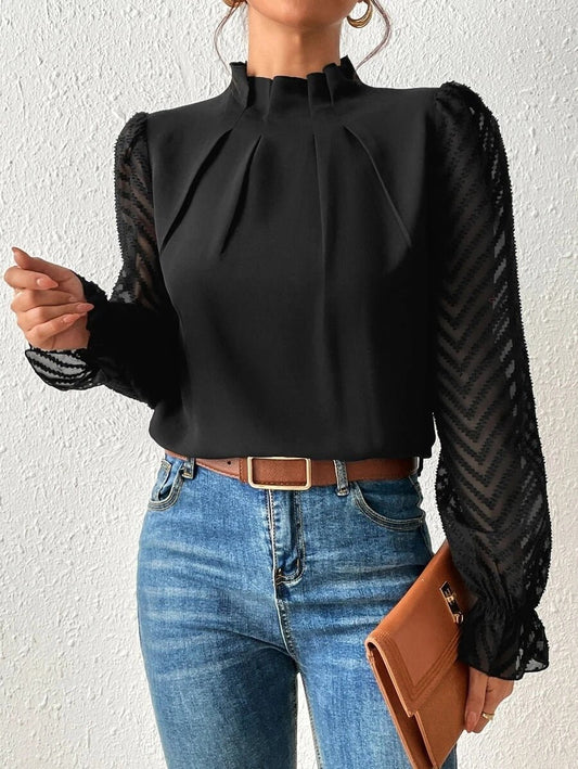 Damen Bluse mit plissierten Ärmeln in elegantem Design Jully