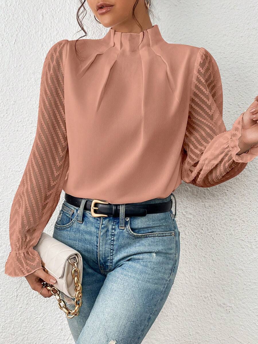 Damen Bluse mit plissierten Ärmeln in elegantem Design Jully