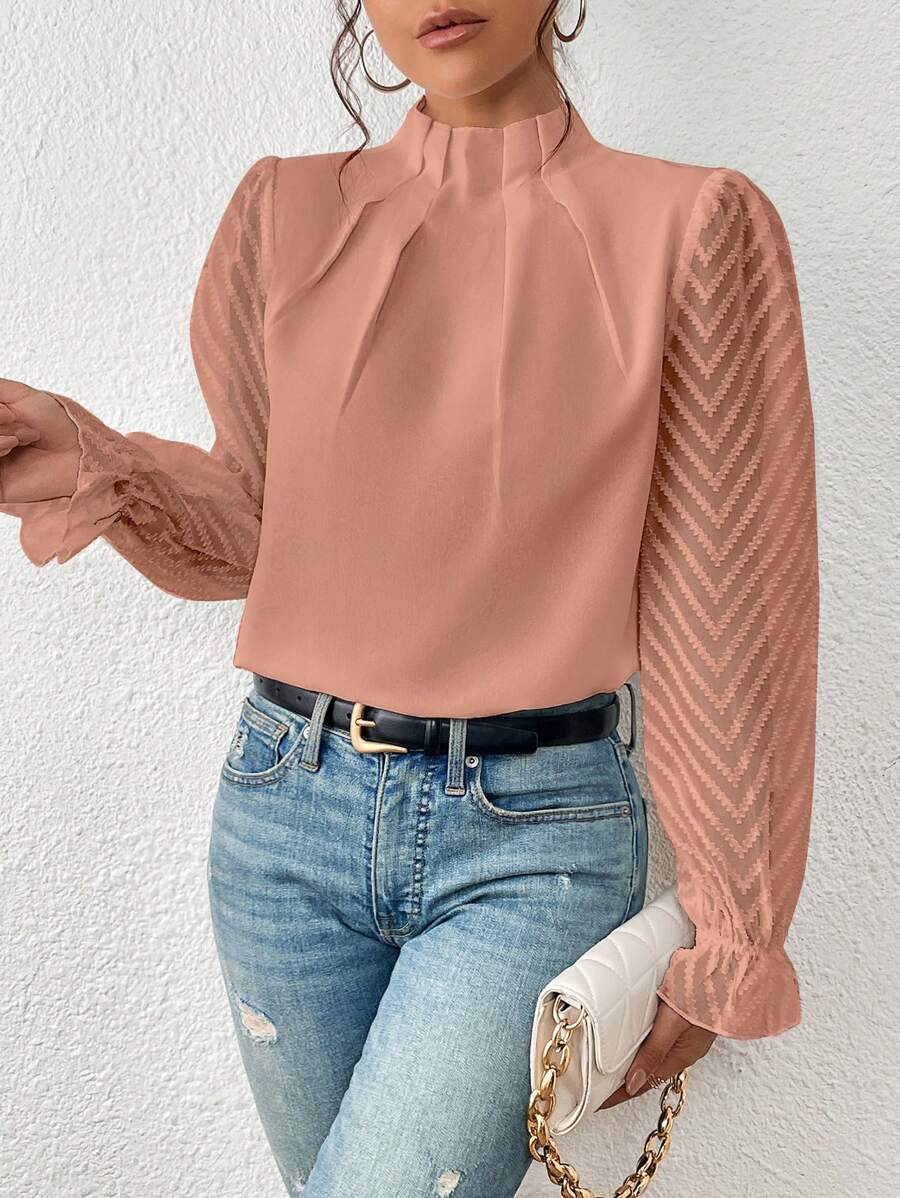 Damen Bluse mit plissierten Ärmeln in elegantem Design Jully