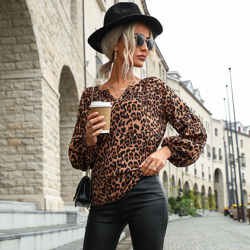 Damen Bluse mit voluminösen Ärmeln im Leopardenmuster Jully