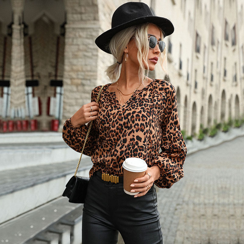 Damen Bluse mit voluminösen Ärmeln im Leopardenmuster Jully