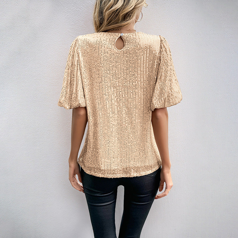 Damen Bluse mit voluminösen Puffärmeln aus strukturiertem Gewebe Jully