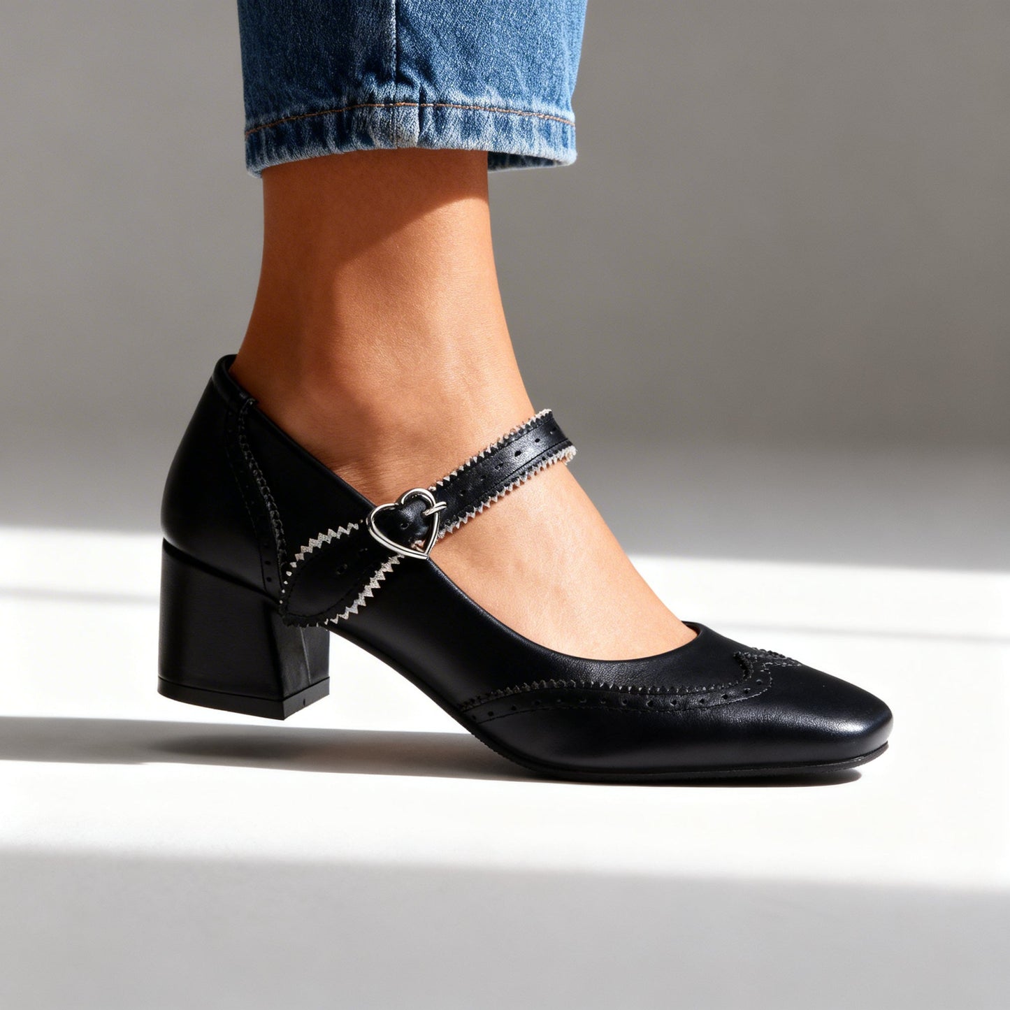 Damen Brogue-Loafer aus Leder mit Blockabsatz Jully