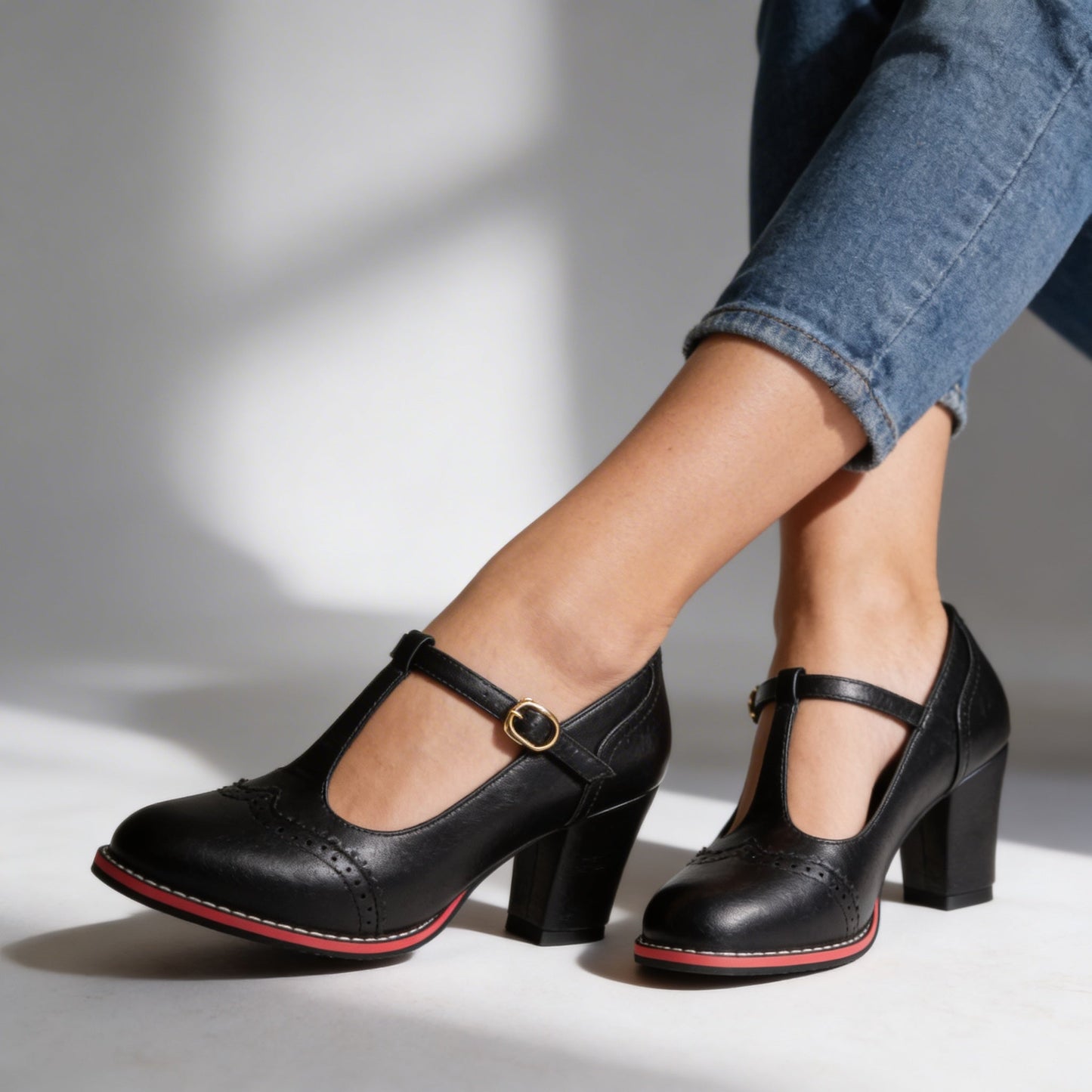 Damen Brogue-Loafer aus Leder mit gepolstertem Fußbett Jully