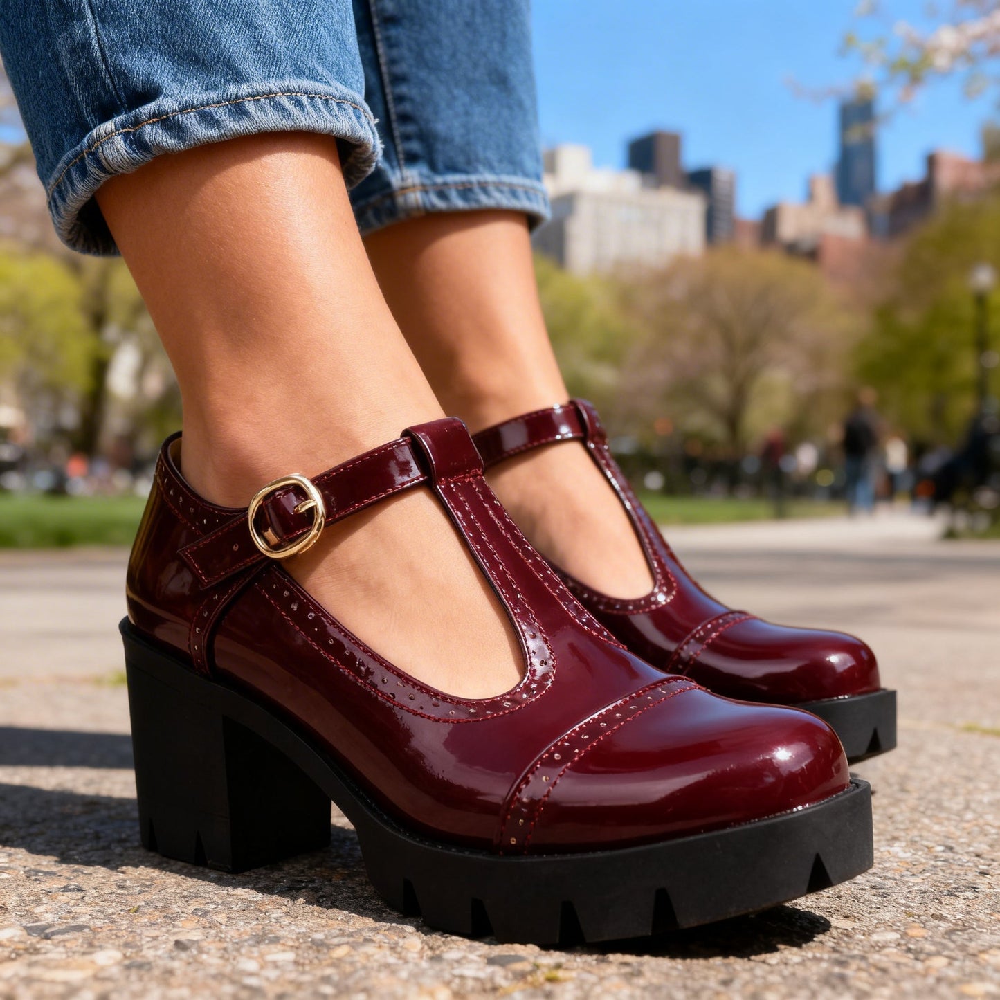 Damen Brogue-Loafer aus glänzendem Lackleder Jully