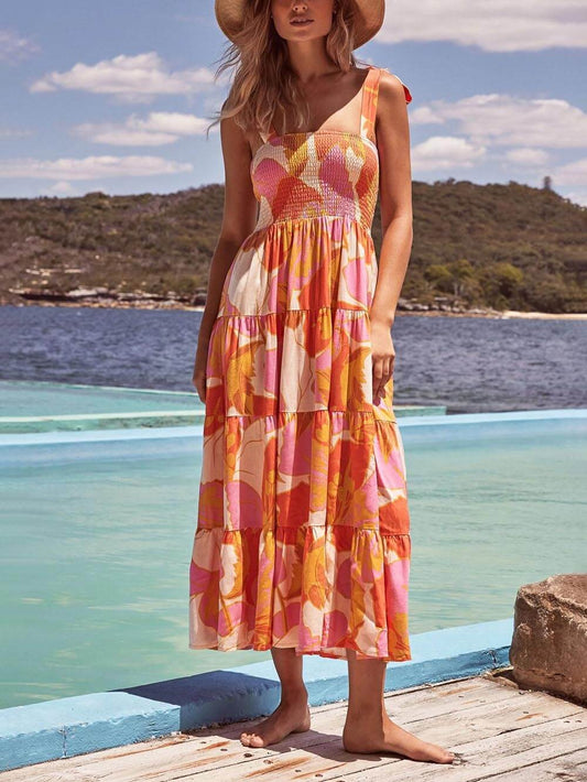 Damen Cami-Kleid mit plissiertem Design und Sea Charm-Print Jully