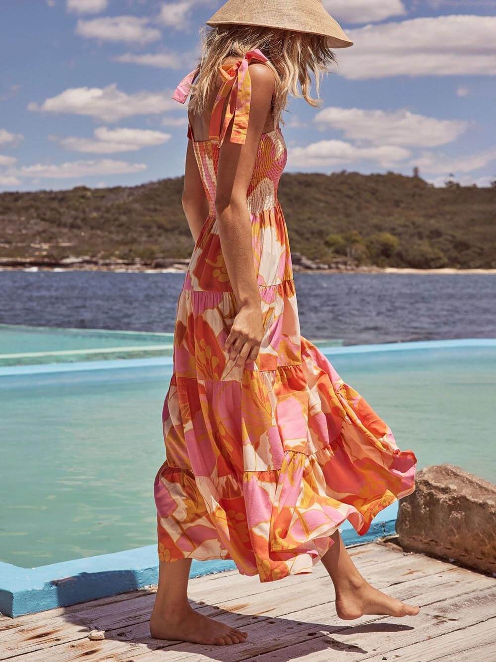 Damen Cami-Kleid mit plissiertem Design und Sea Charm-Print Jully