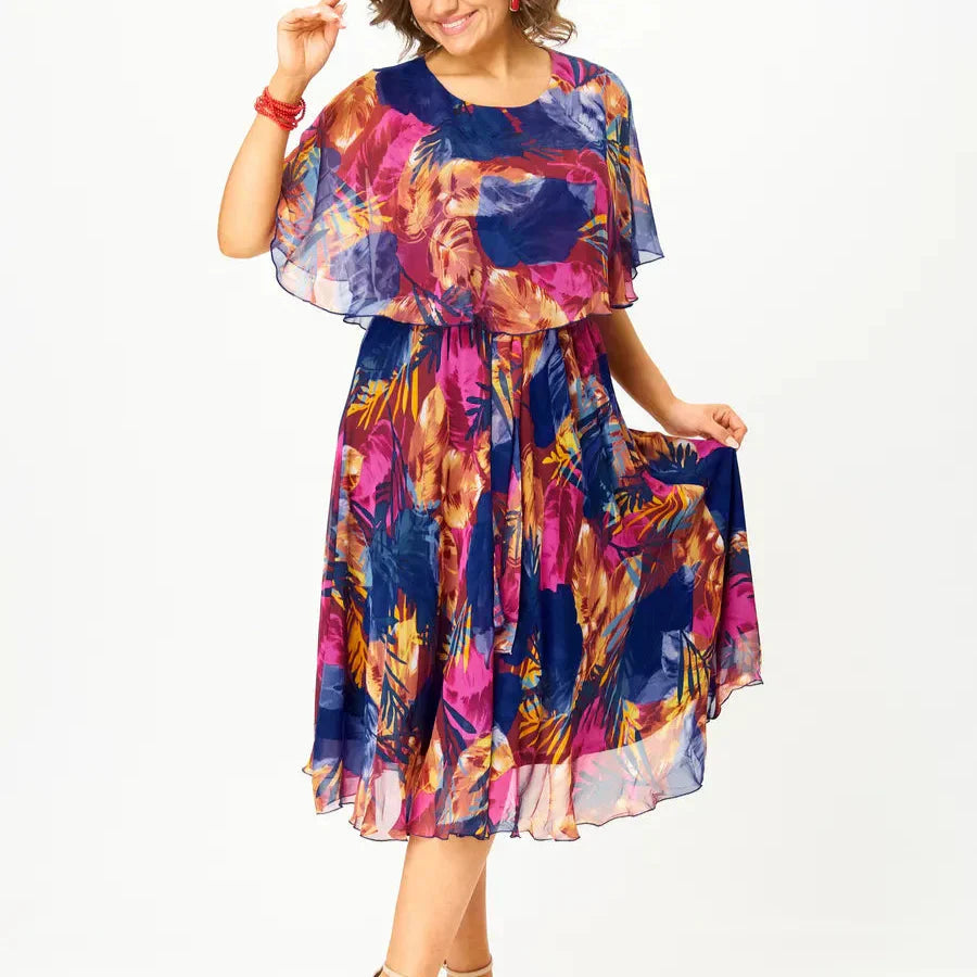 Damen Chiffonkleid in Übergröße mit fließender Silhouette Jully