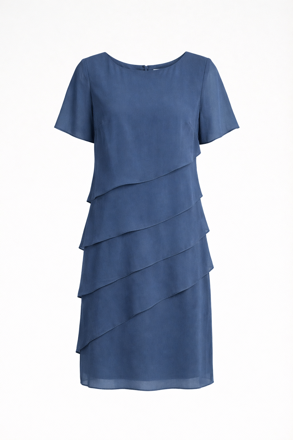 Damen Chiffonkleid mit Stufenlagen und Rundhalsausschnitt Jully