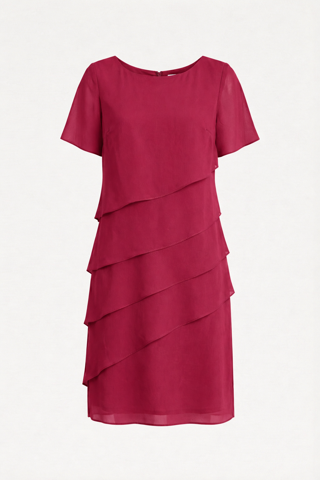 Damen Chiffonkleid mit Stufenlagen und Rundhalsausschnitt Jully