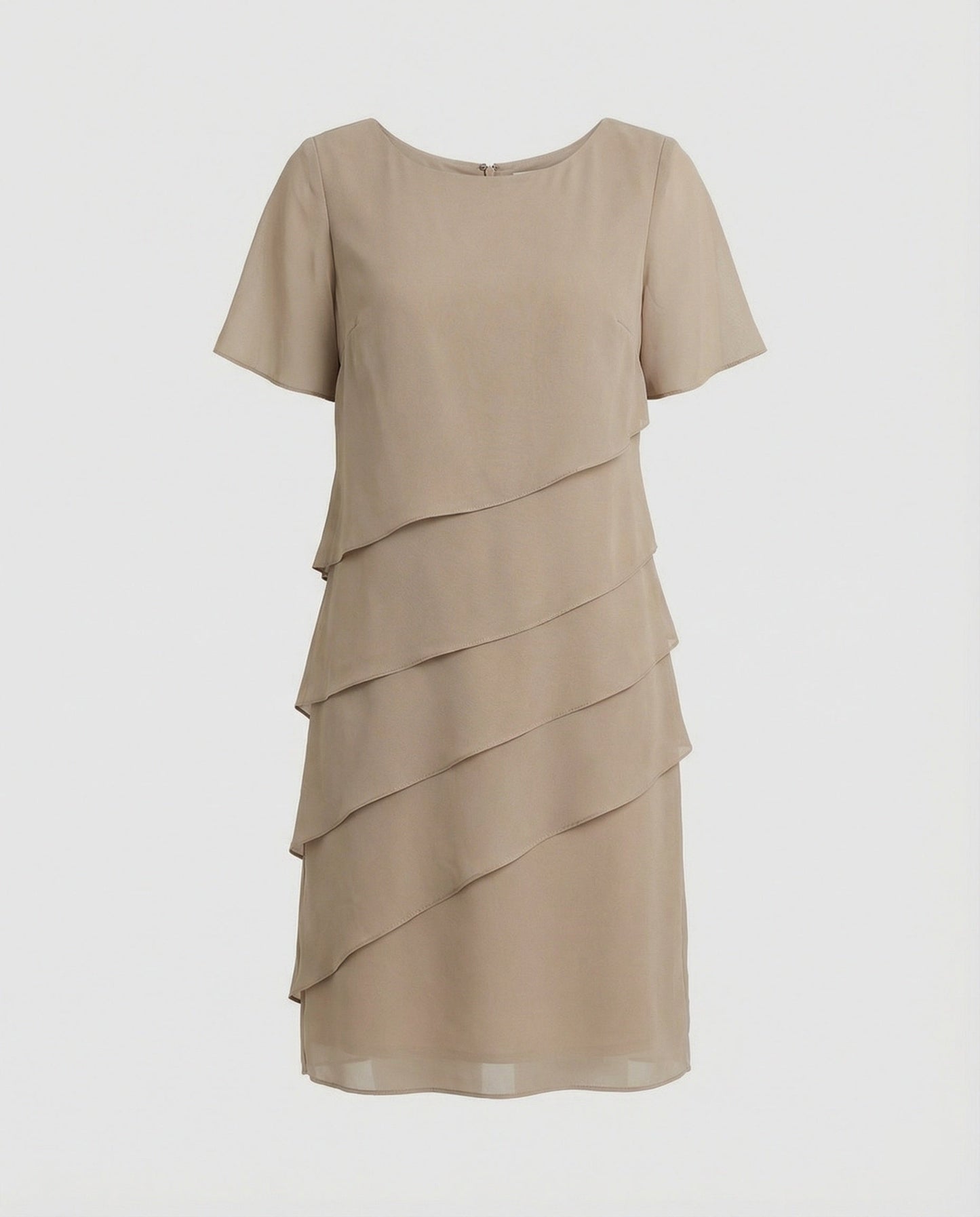 Damen Chiffonkleid mit Stufenlagen und Rundhalsausschnitt Jully