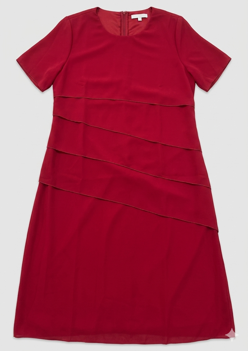 Damen Chiffonkleid mit Stufenlagen und Rundhalsausschnitt Jully
