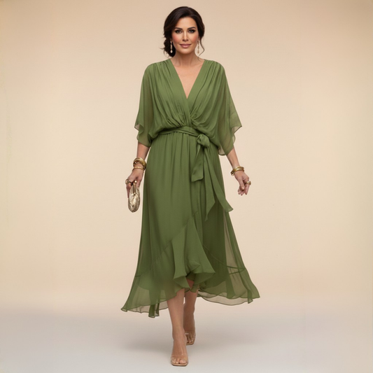 Damen Chiffonkleid mit V-Ausschnitt für Hochzeitsgäste Jully
