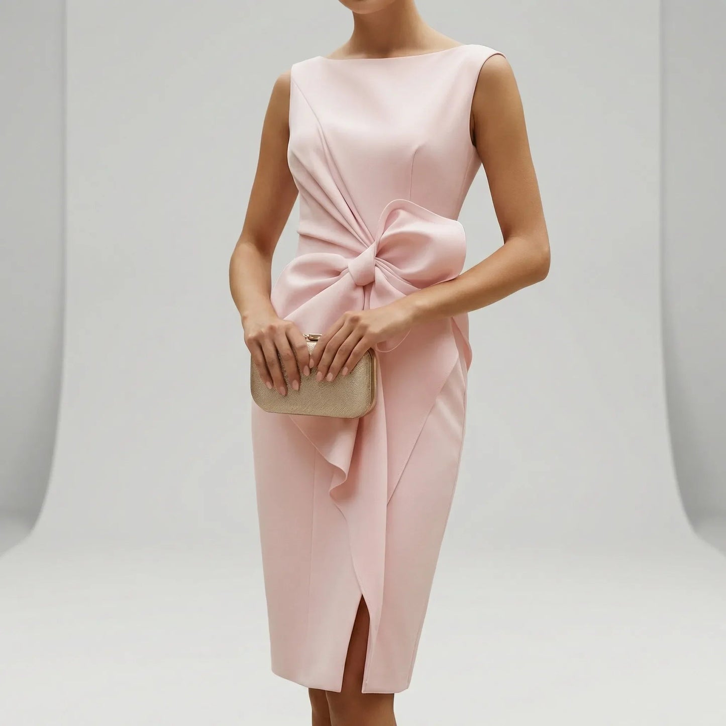 Damen Cocktailkleid mit Drapierung und Schleife Jully