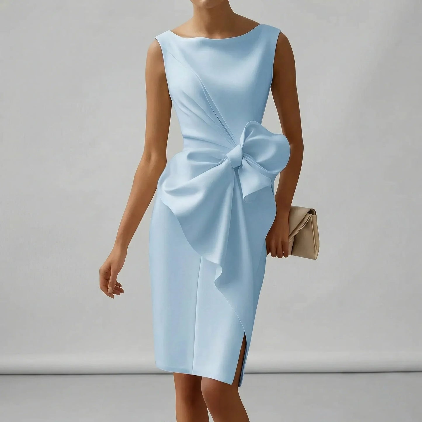Damen Cocktailkleid mit Drapierung und Schleife Jully