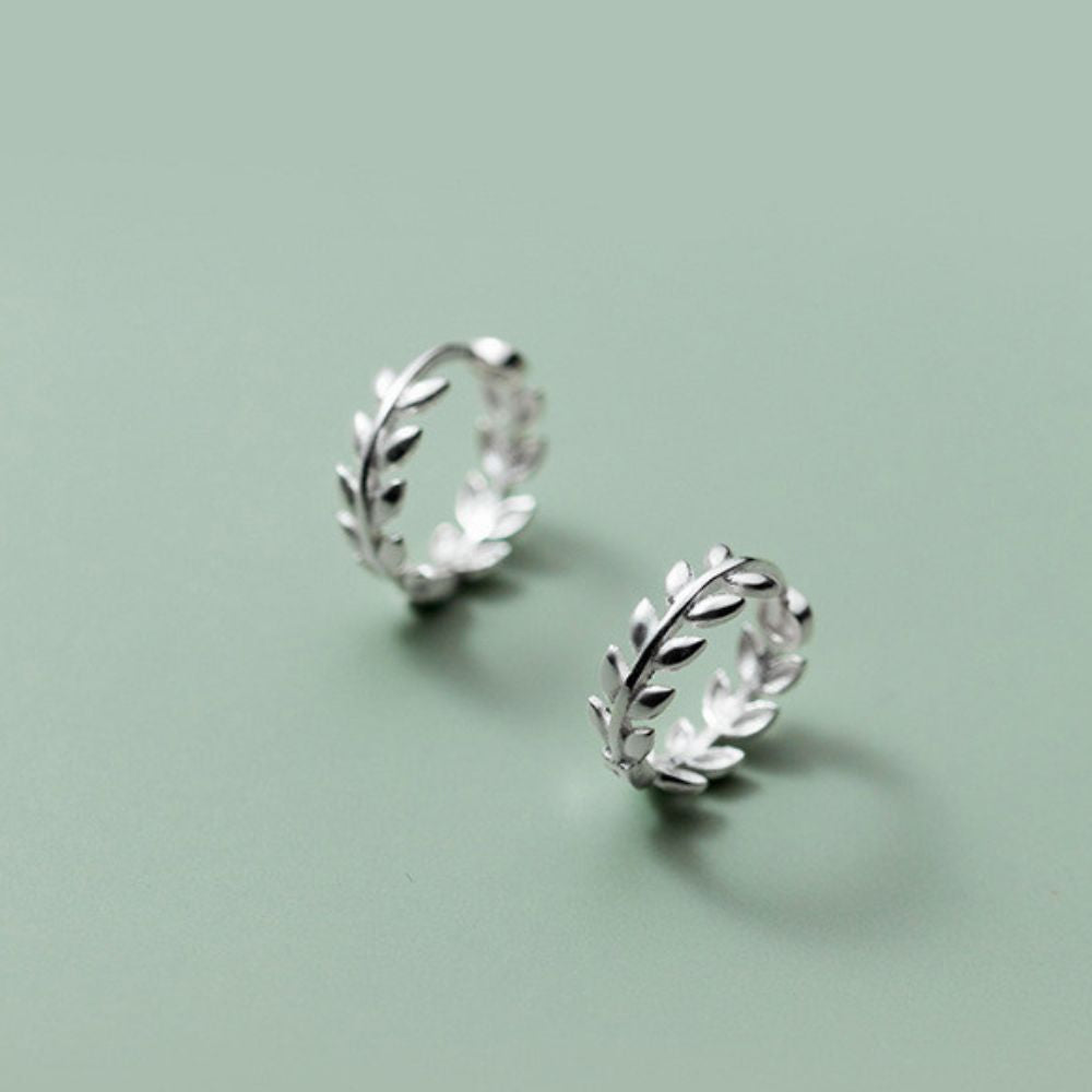Damen Creolen mit Olivenblättern in Silber Jully