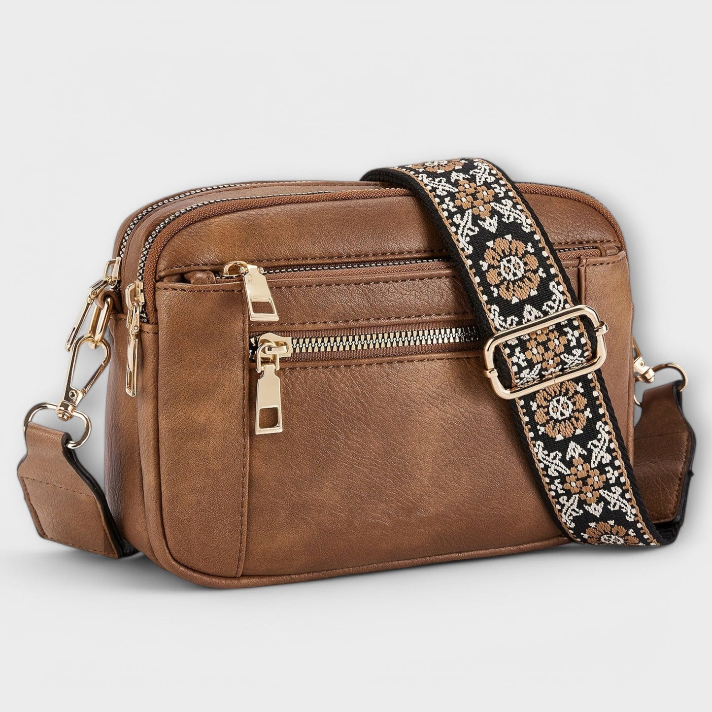 Damen Crossbody Tasche aus veganem Leder mit Boho-Trageriemen Jully