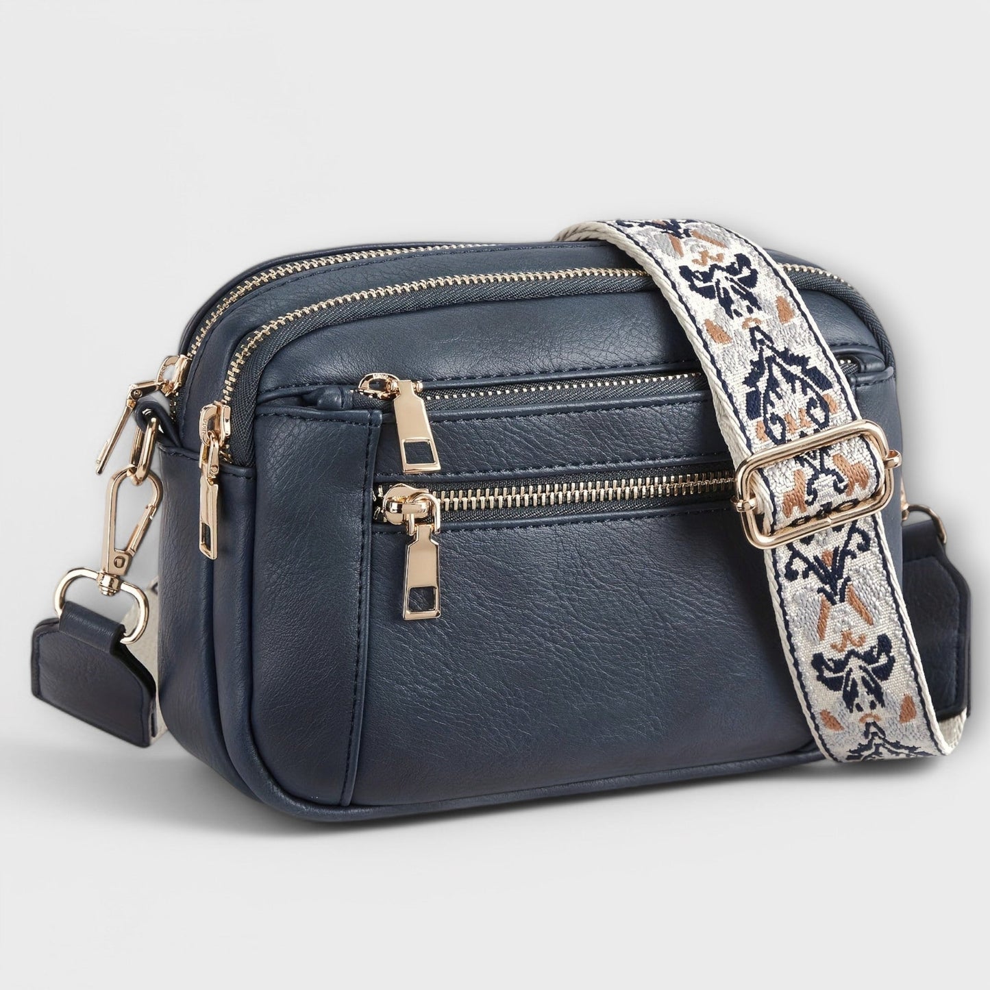 Damen Crossbody Tasche aus veganem Leder mit Boho-Trageriemen Jully