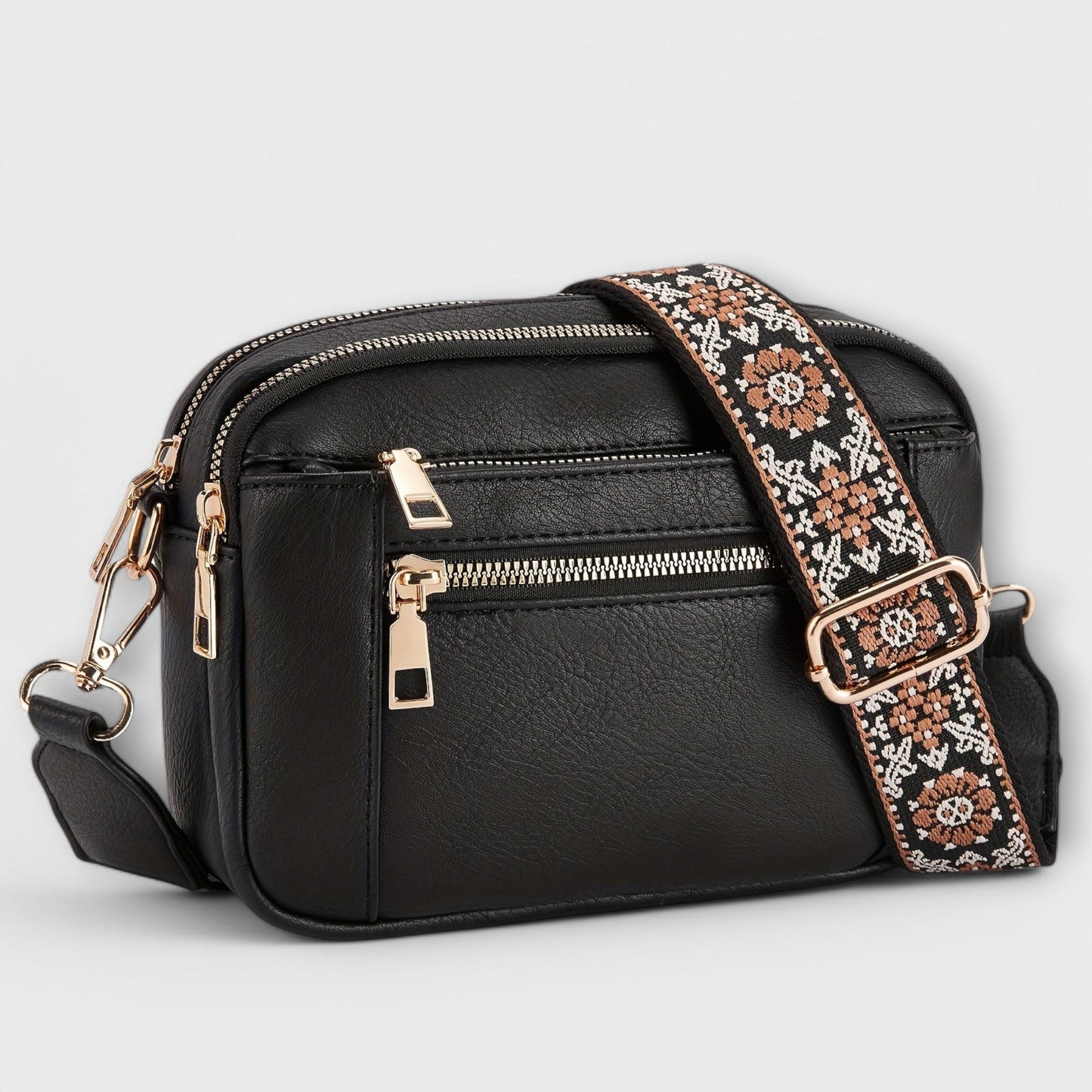 Damen Crossbody Tasche aus veganem Leder mit Boho-Trageriemen Jully