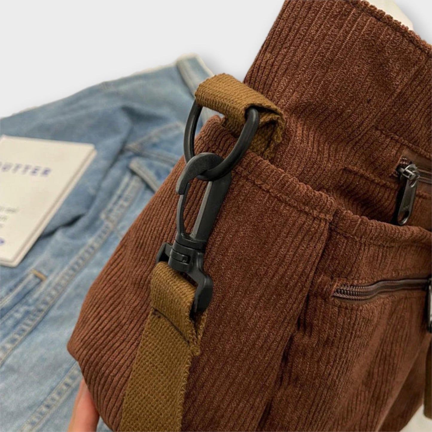 Damen Einkaufstasche aus Cord mit Reißverschluss Jully