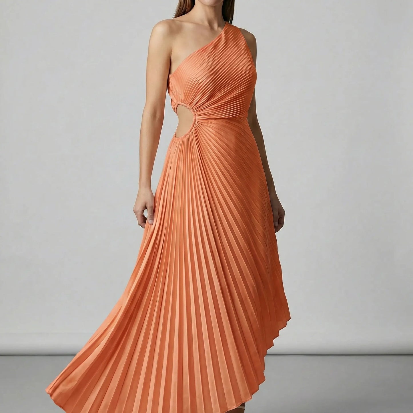 Damen Einschulterkleid mit Faltenrock in A-Linie Jully