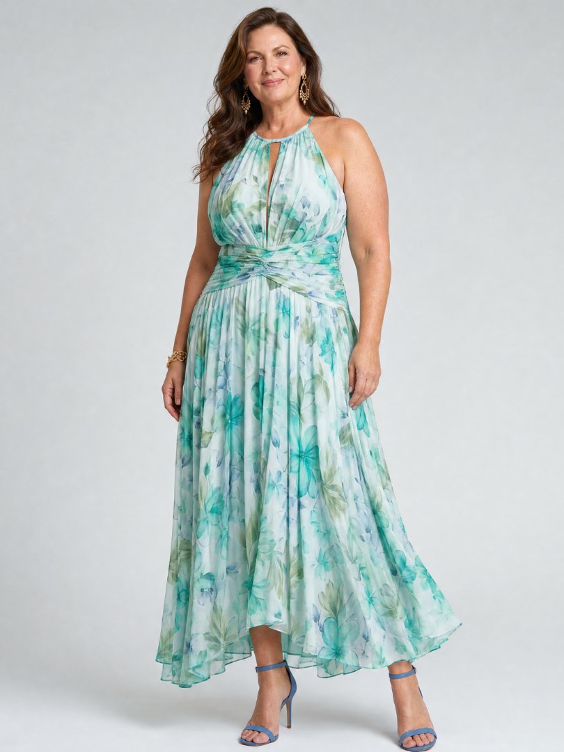 Damen Faltendes Halterkleid mit Blumenmuster Jully