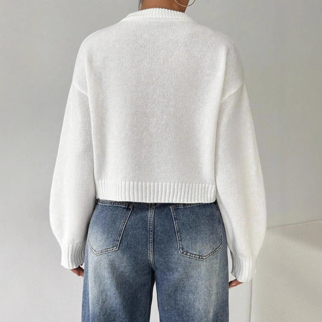 Damen Feinstrickpullover Langarm mit Rundhalsausschnitt Jully