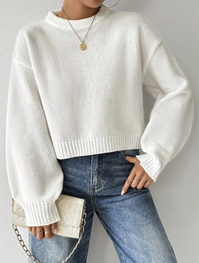 Damen Feinstrickpullover Langarm mit Rundhalsausschnitt Jully