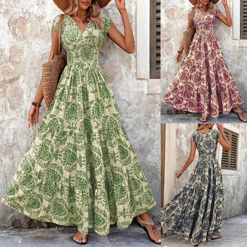 Damen Festliches Kleid mit Blumenmuster und V-Ausschnitt Jully