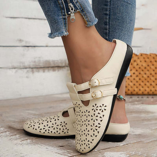 Damen Flache Schuhe mit Schnallenriemen und hohem Komfort Jully