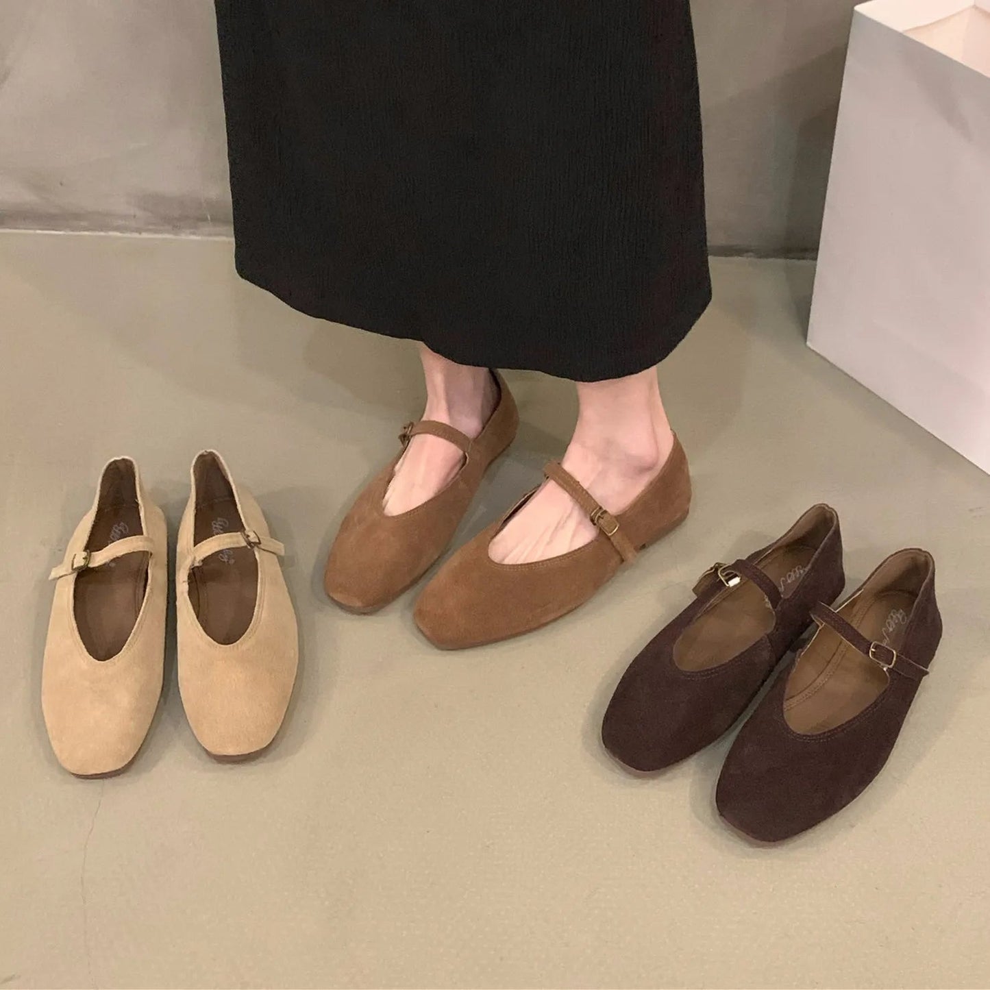 Damen Flats aus weichem Leder mit runder Zehenpartie Jully