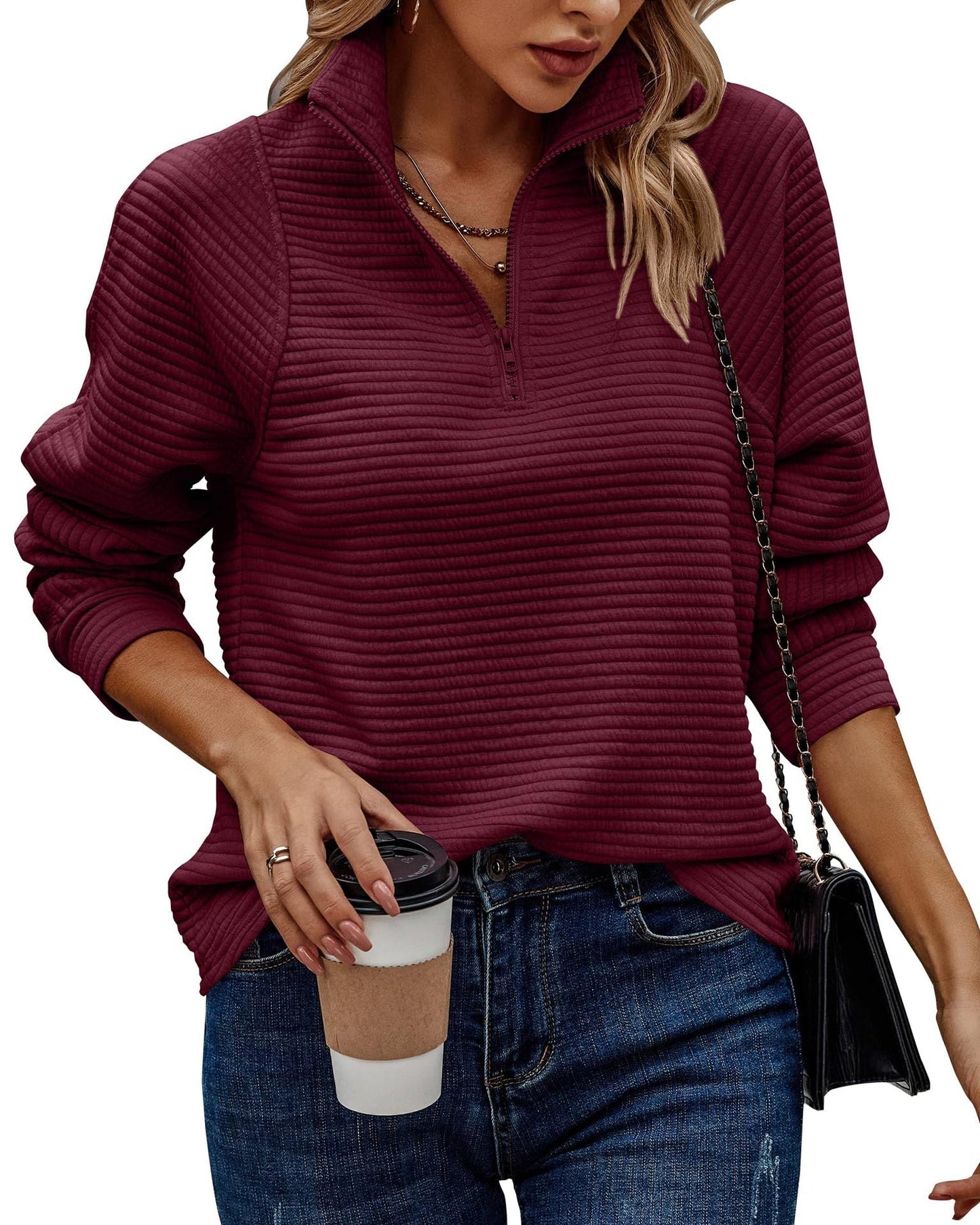 Damen Fleecepullover mit Reißverschlusskragen Jully