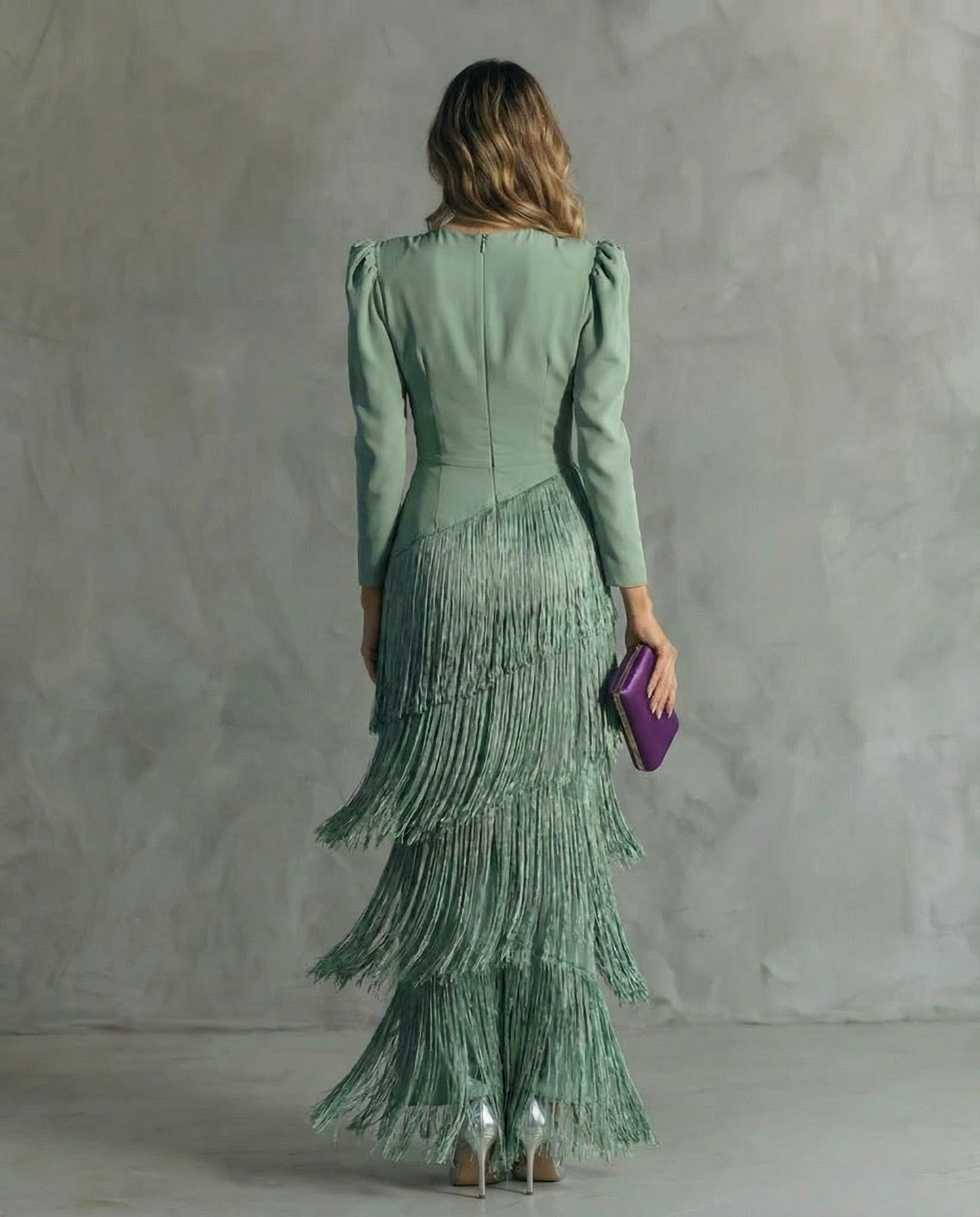 Damen Fransenkleid mit V-Ausschnitt Jully