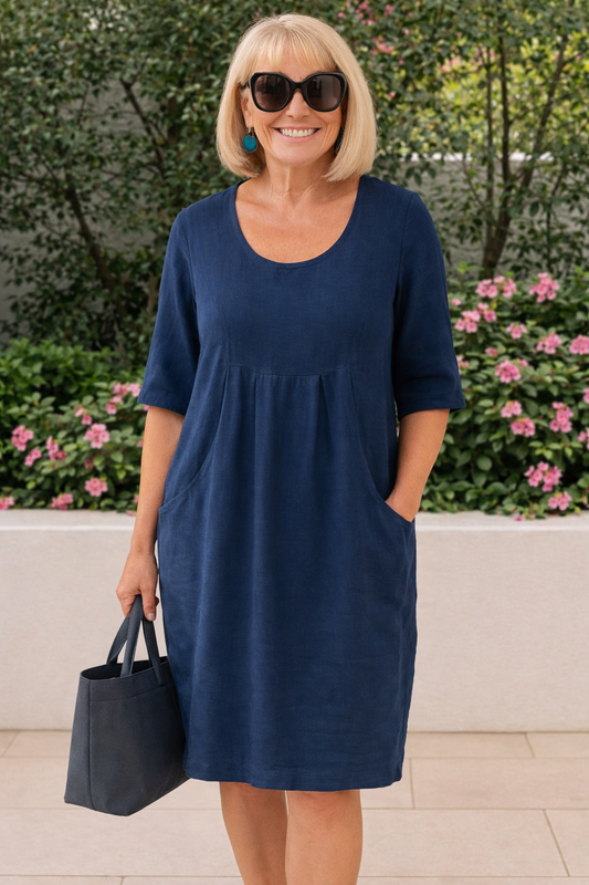 Damen Freizeitkleid mit Eingrifftaschen in frischer Farbe Jully