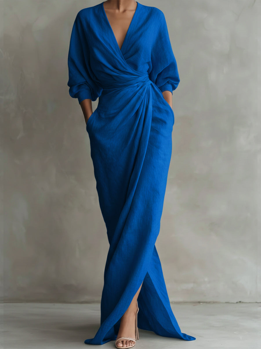 Damen Freizeitkleid mit V-Ausschnitt aus atmungsaktivem Stoff Jully