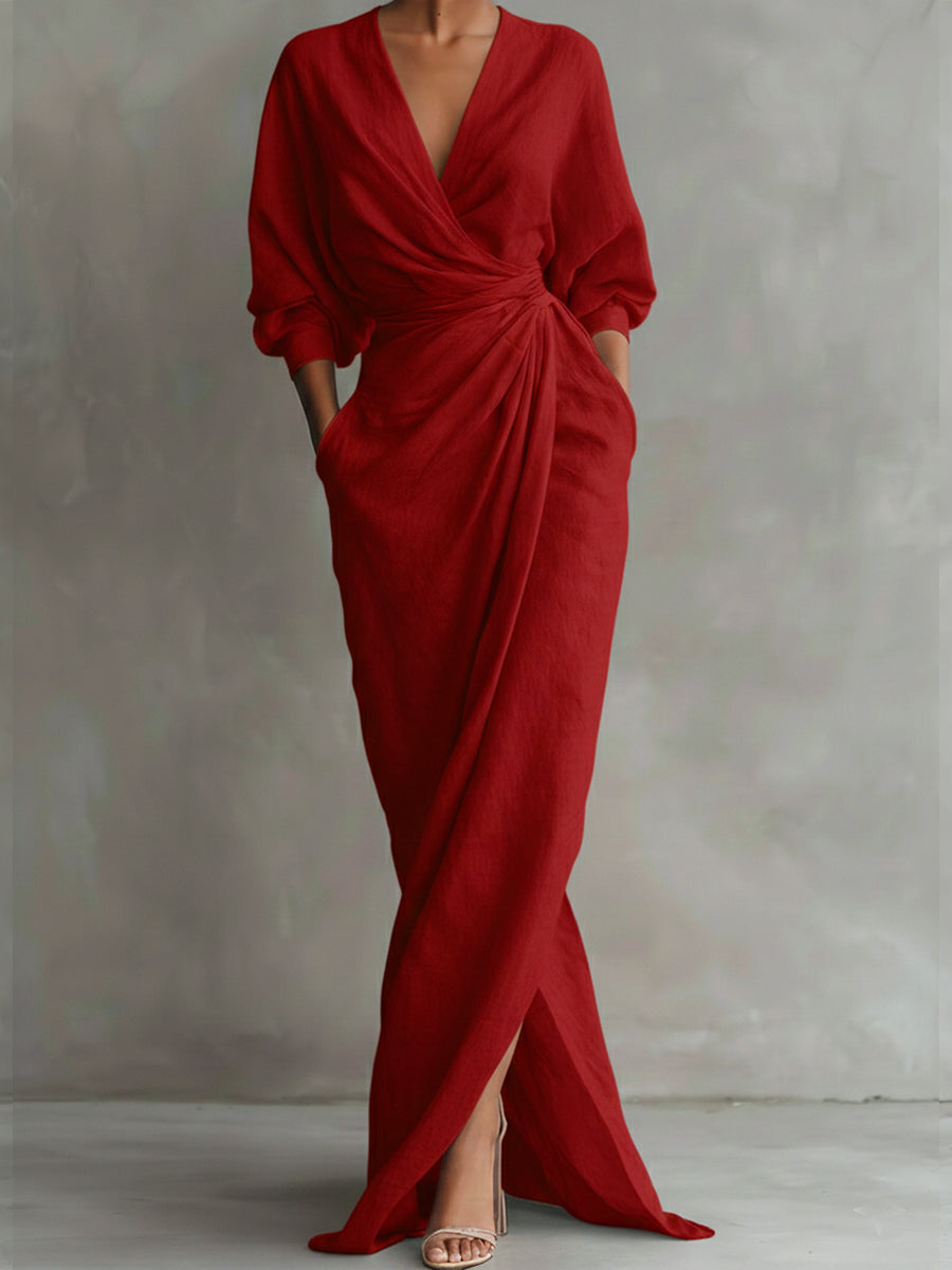 Damen Freizeitkleid mit V-Ausschnitt aus atmungsaktivem Stoff Jully