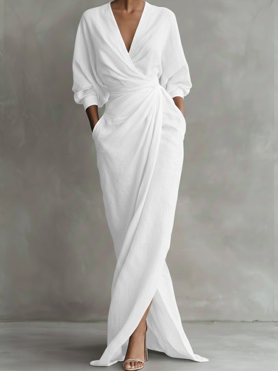 Damen Freizeitkleid mit V-Ausschnitt aus atmungsaktivem Stoff Jully