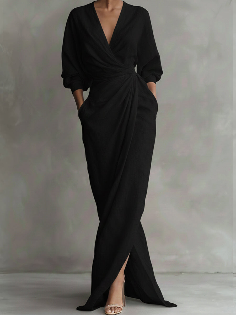 Damen Freizeitkleid mit V-Ausschnitt aus atmungsaktivem Stoff Jully