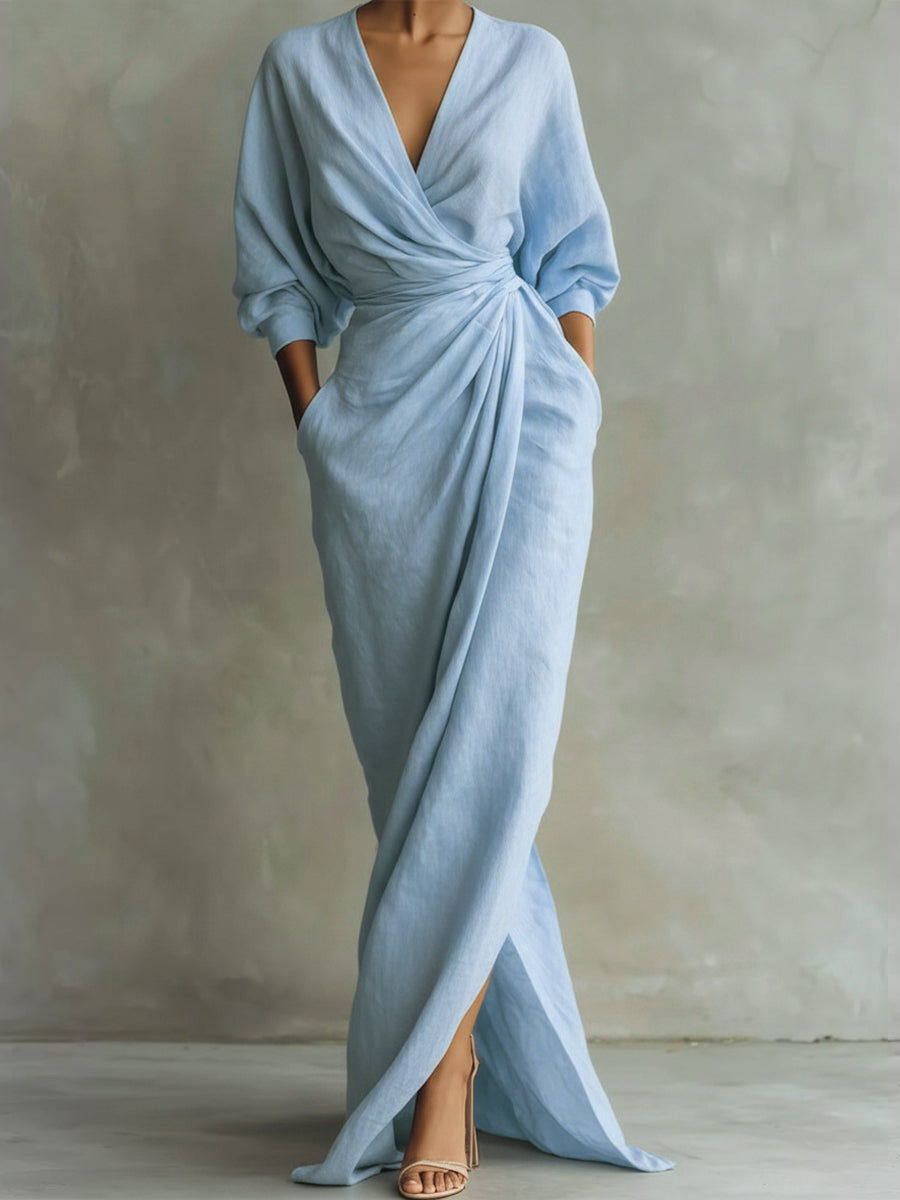 Damen Freizeitkleid mit V-Ausschnitt aus atmungsaktivem Stoff Jully