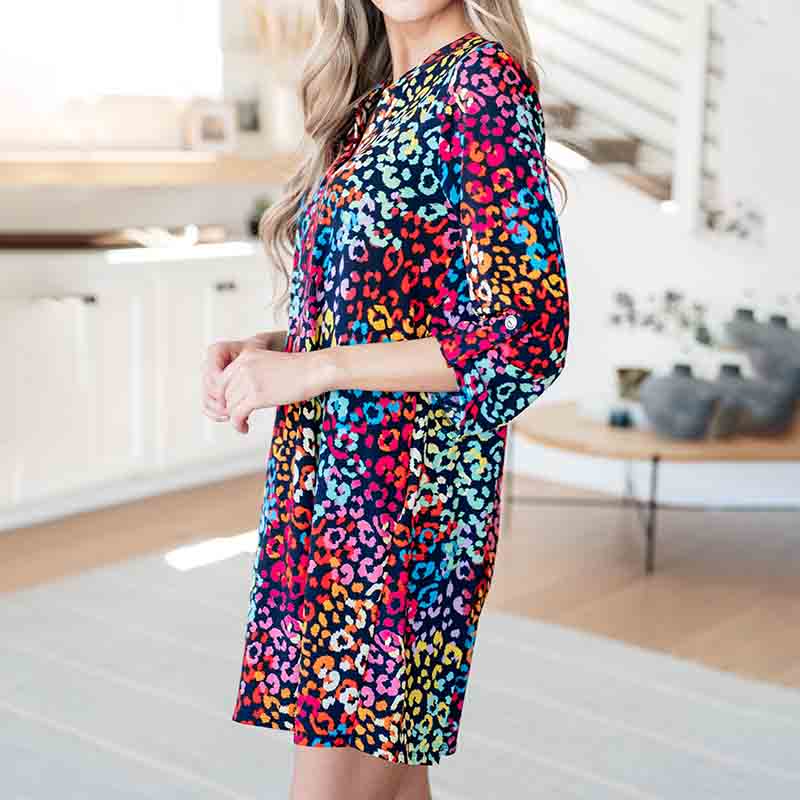 Damen Freizeitkleid mit V-Ausschnitt und Taschen Jully