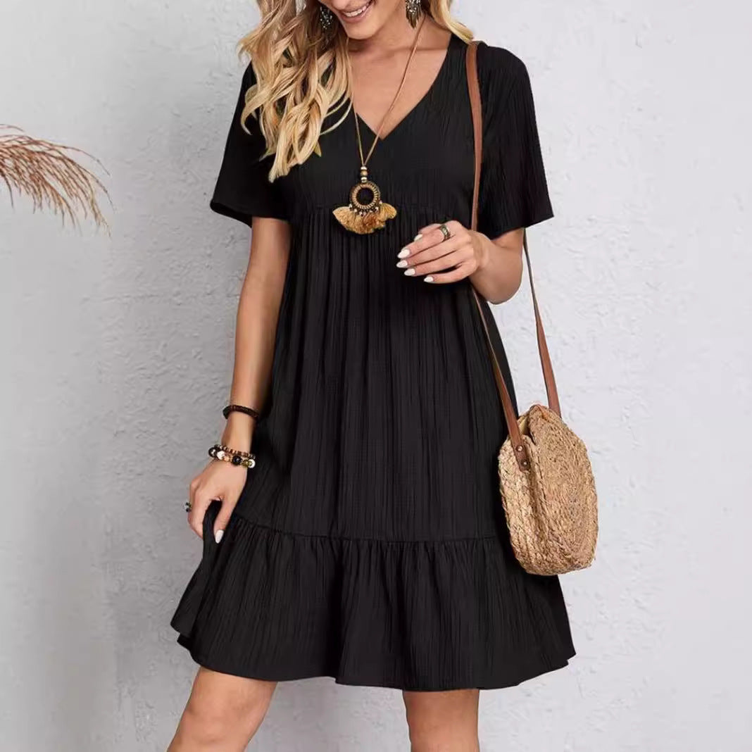 Damen Freizeitkleid mit V-Ausschnitt und voluminösem Saum Jully