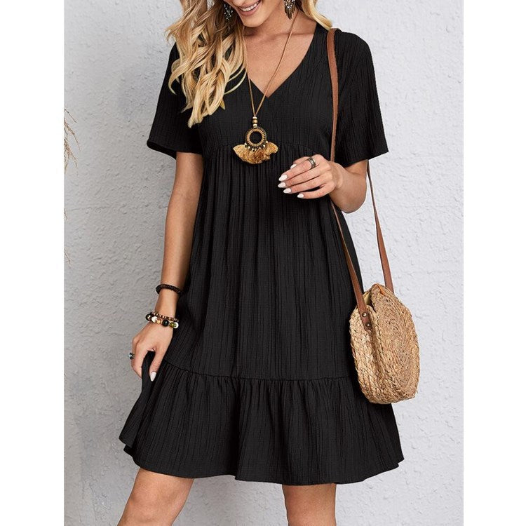 Damen Freizeitkleid mit V-Ausschnitt und voluminösem Saum Jully