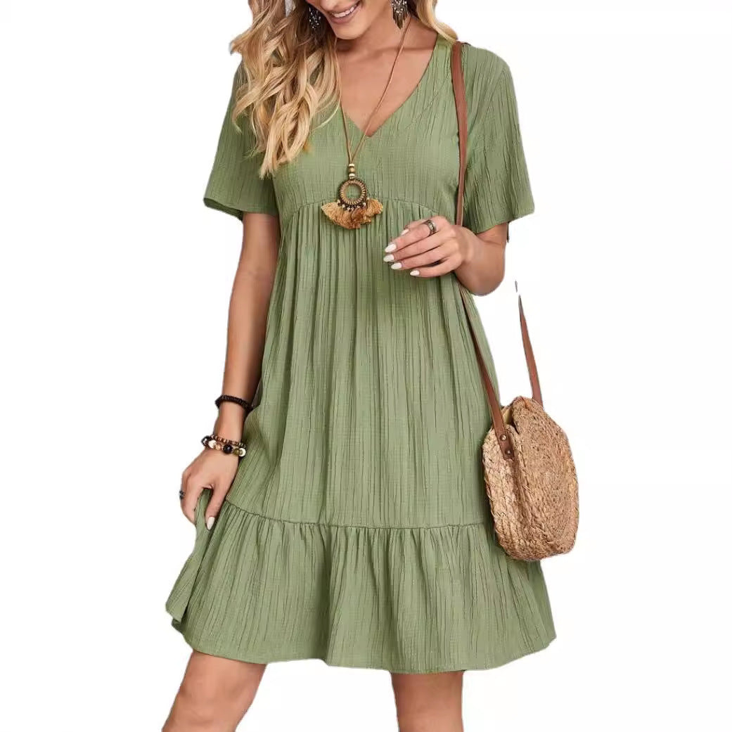 Damen Freizeitkleid mit V-Ausschnitt und voluminösem Saum Jully