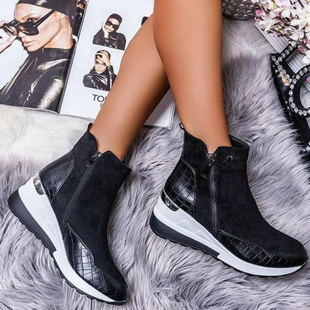Damen Freizeitschuhe mit Reißverschluss in Schwarz Jully