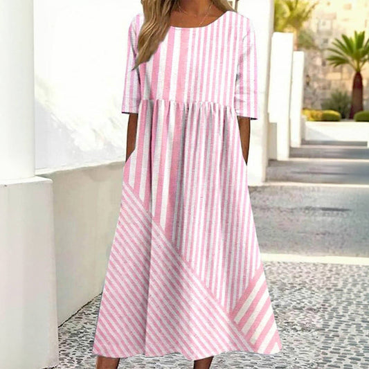 Damen Gestreiftes Kleid mit Taschen Jully