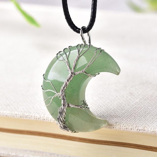 Damen Halskette mit Baum des Lebens aus Natursteinen Jully