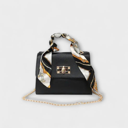 Damen Handtasche aus braunem Leder mit goldfarbenem Verschluss Jully